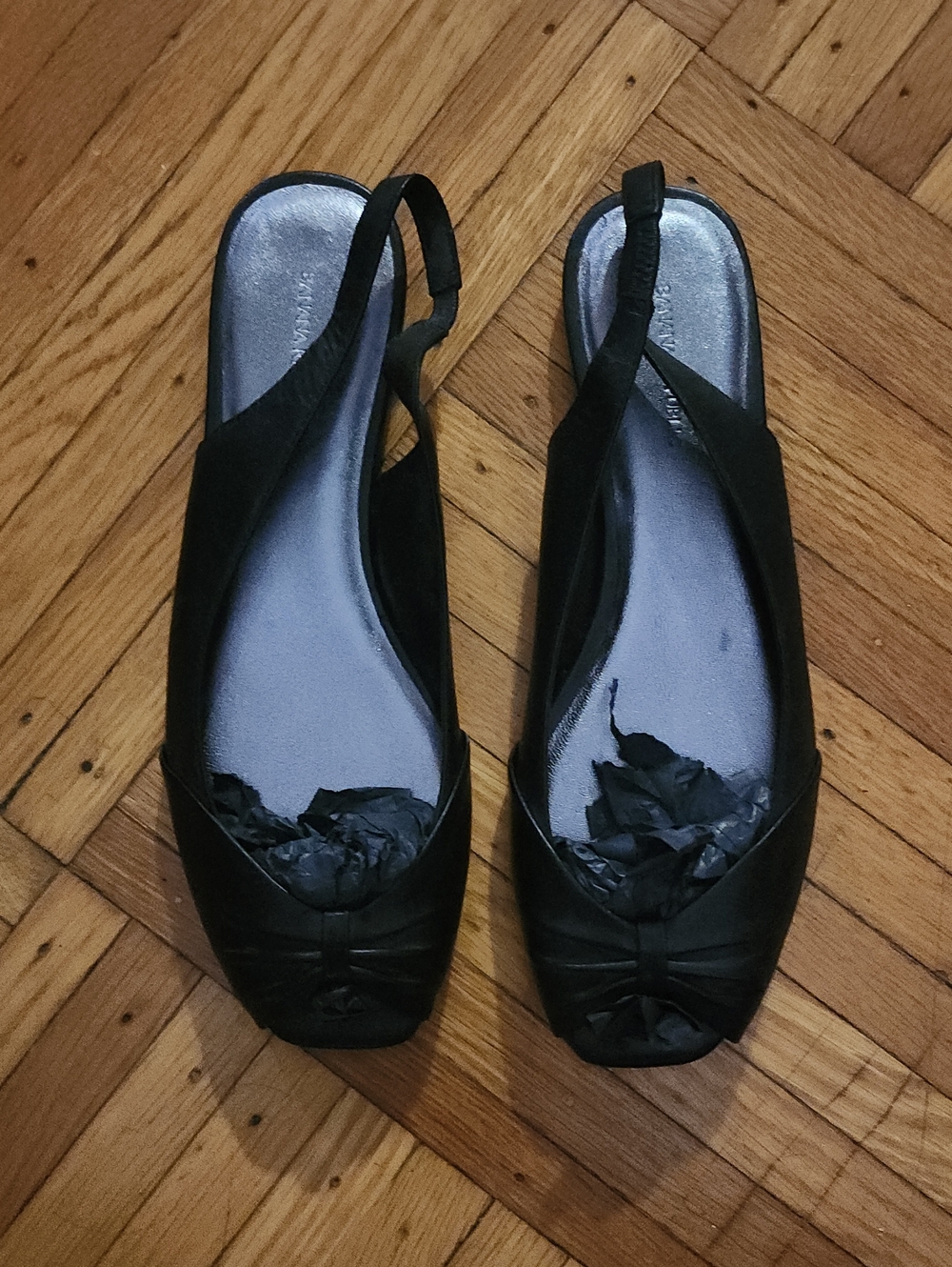 Banana Republic Black Slingback Peep-Toe Flats